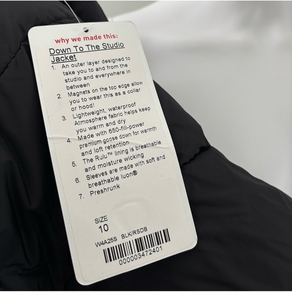 Lululemon Down To The Studio Jacket Black Reversible Slub Denim Black NWT 10❤️ - Picture 10 of 10